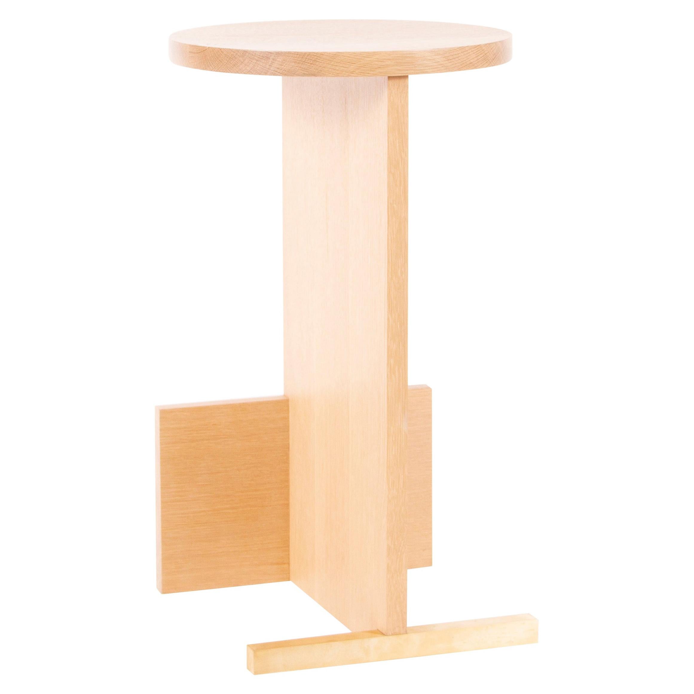 In Stock, Counter Stool in Solid White Oak and Brass by Estudio Persona In New Condition In Los Angeles, CA