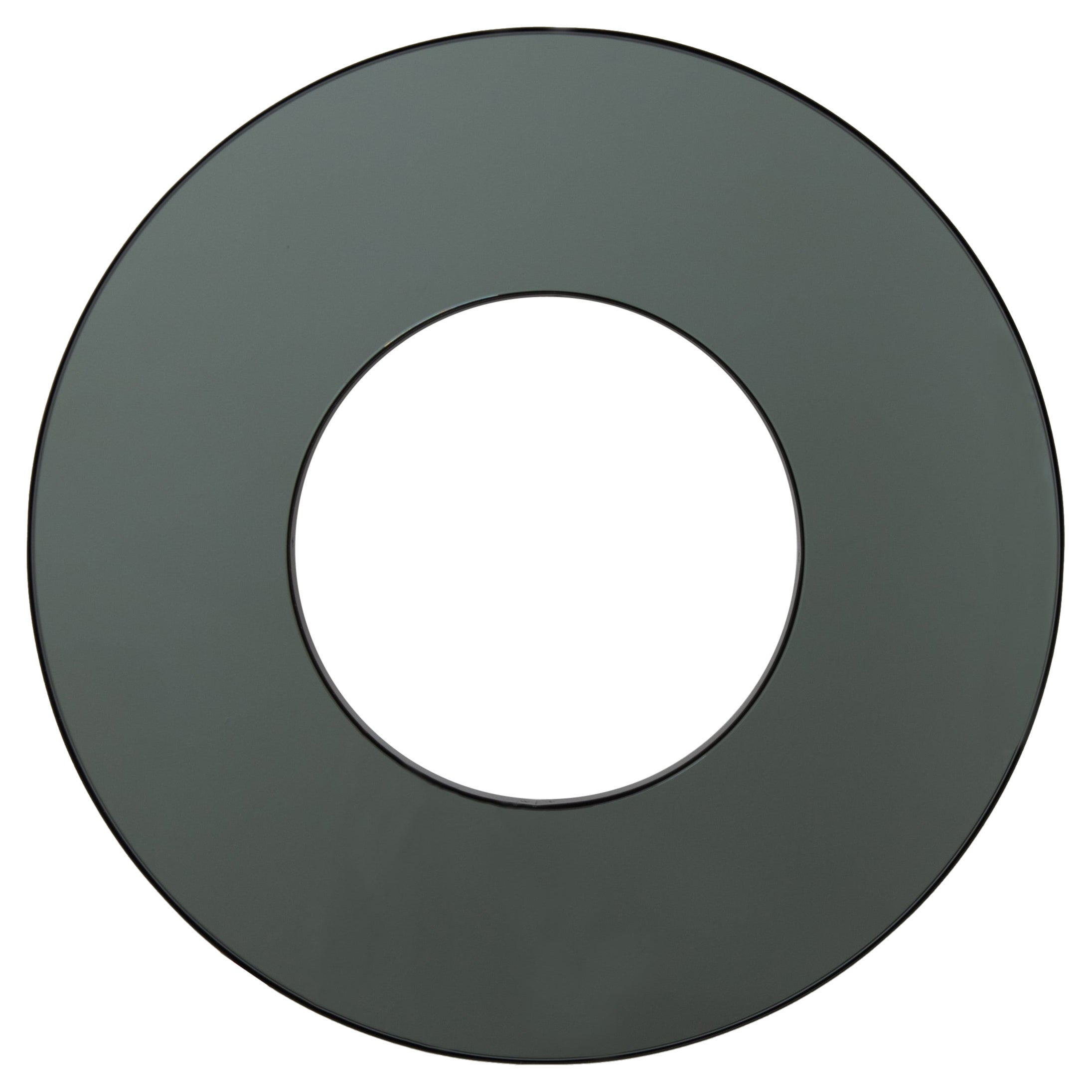 In Stock Donut Round Black Tinted Back Illuminated Contemporary Mirror, Medium