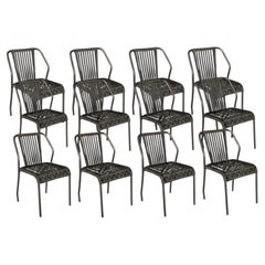 In Stock Duna Outdoor Dining Chairs in Woven Rope and Aluminum, Set of 12