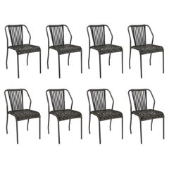 In Stock Duna Outdoor Dining Chairs in Woven Rope and Aluminum, Set of 8