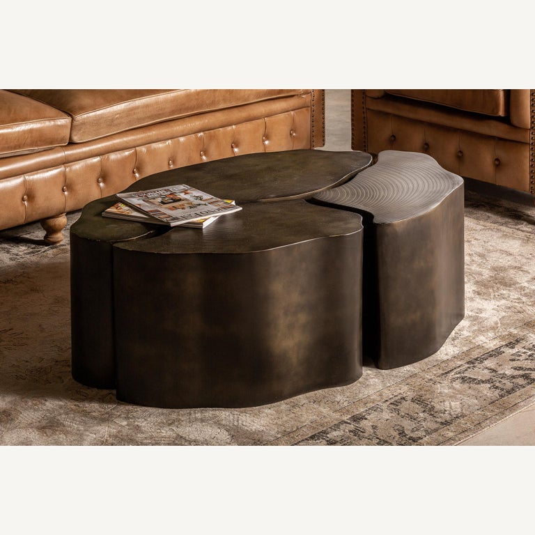 InStock, Freeform Bunching Coffee Table In Aged Brass. For Sale at 1stDibs