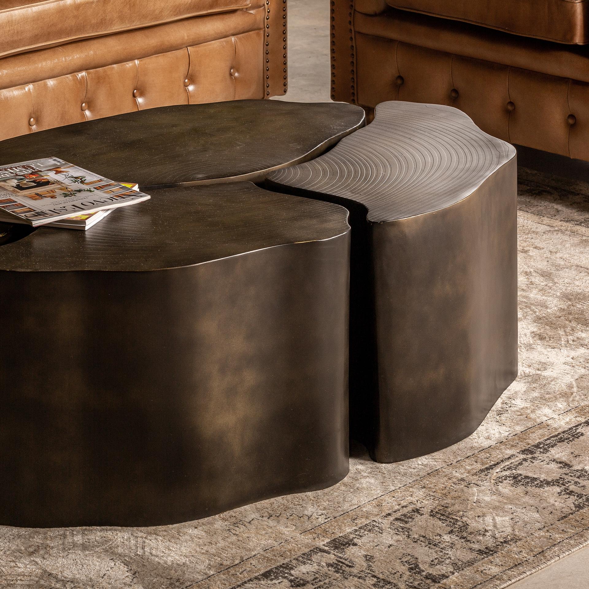 InStock, Freeform Bunching Coffee Table in Aged Brass For Sale at 1stDibs