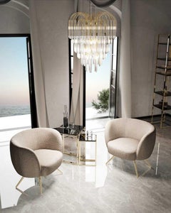 In-Stock Gold Plated Lotus Chandelier With Tiered Glass Petals