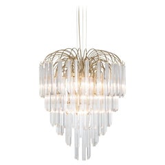 In-Stock Gold Plated Lotus Chandelier With Tiered Glass Petals