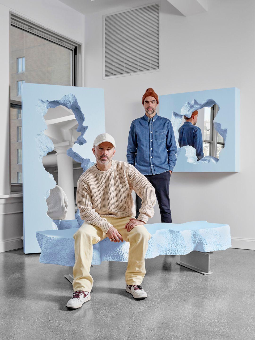 XXIe siècle et contemporain En stock Gufram Broken Square Mirror Blue par Snarkitecture, édition limitée de 33 exemplaires en vente