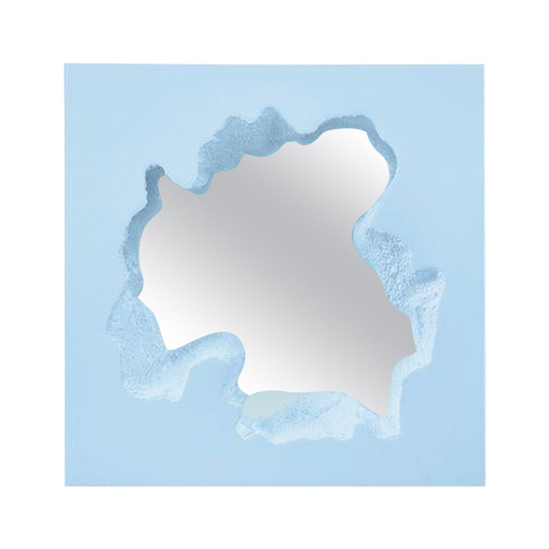 En stock Gufram Espejo Cuadrado Roto Azul by Snarkitecture Edición Limitada de 33