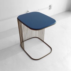 In Stock in LA, Comb Blue Frame Side Table by Gordon Guillaumier, Made in Italy