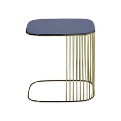 En stock à Los Angeles, table d'appoint à cadre bleu peigne de Gordon Guillaumier, fabriquée en Italie 