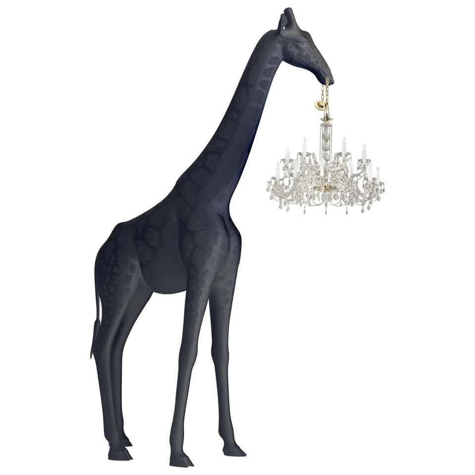 Italian In Stock in Los Angeles, 13 Feet Tall Life-Size Black Giraffe Chandelier