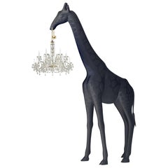 In Stock in Los Angeles, 13 Feet Tall Life-Size Black Giraffe Chandelier