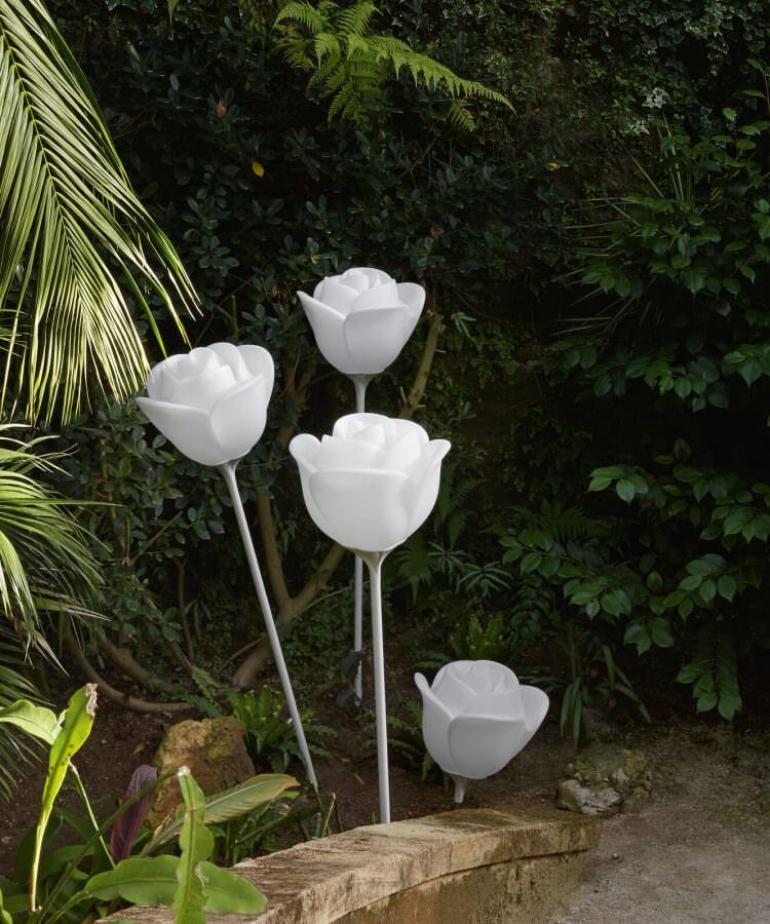 Modern In Stock in Los Angeles, Baby Love, White Rose Outdoor Floor Lamp