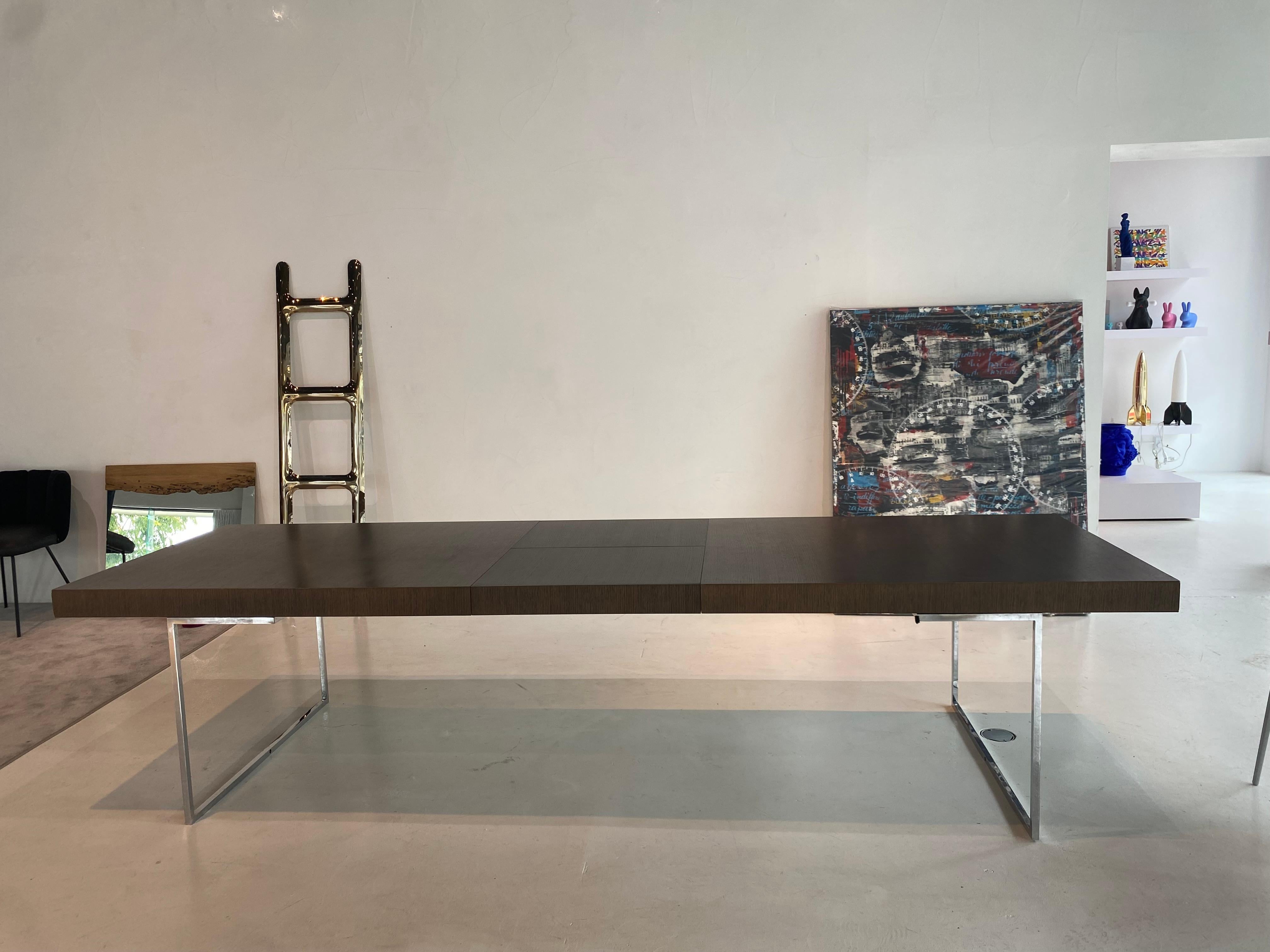 In stock in Los Angeles, B&B Italia Athos Table Brown Oak & Chrome by Paola Piva 3