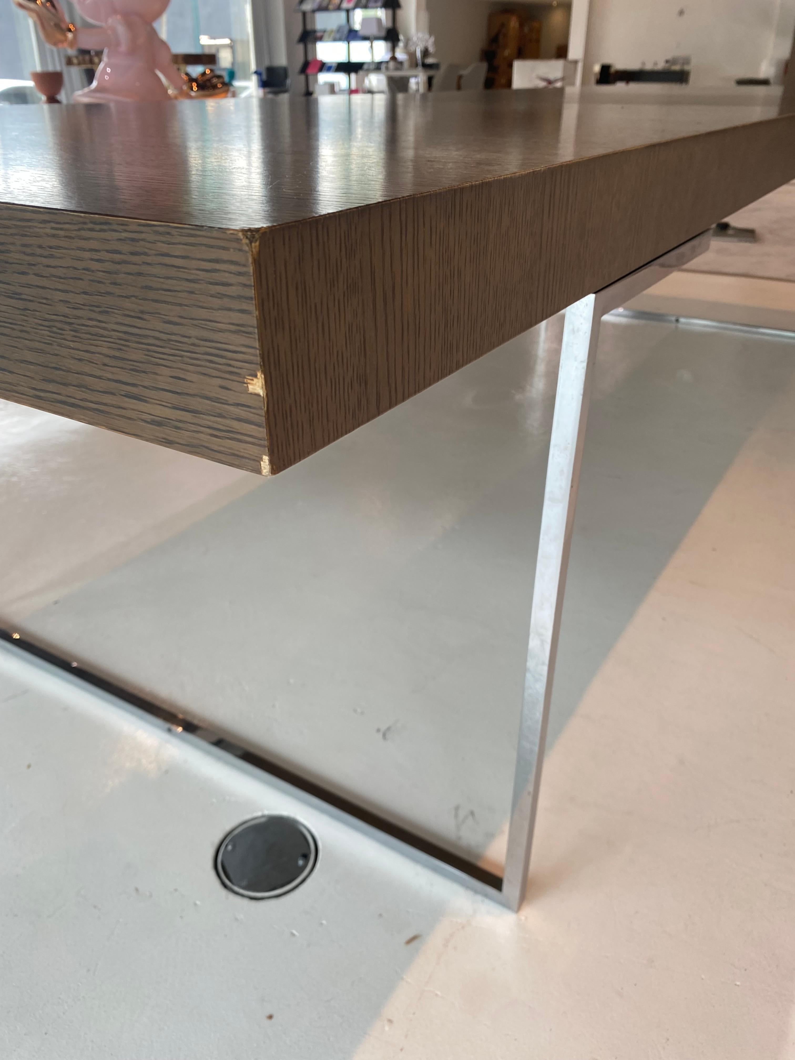 In stock in Los Angeles, B&B Italia Athos Table Brown Oak & Chrome by Paola Piva 4