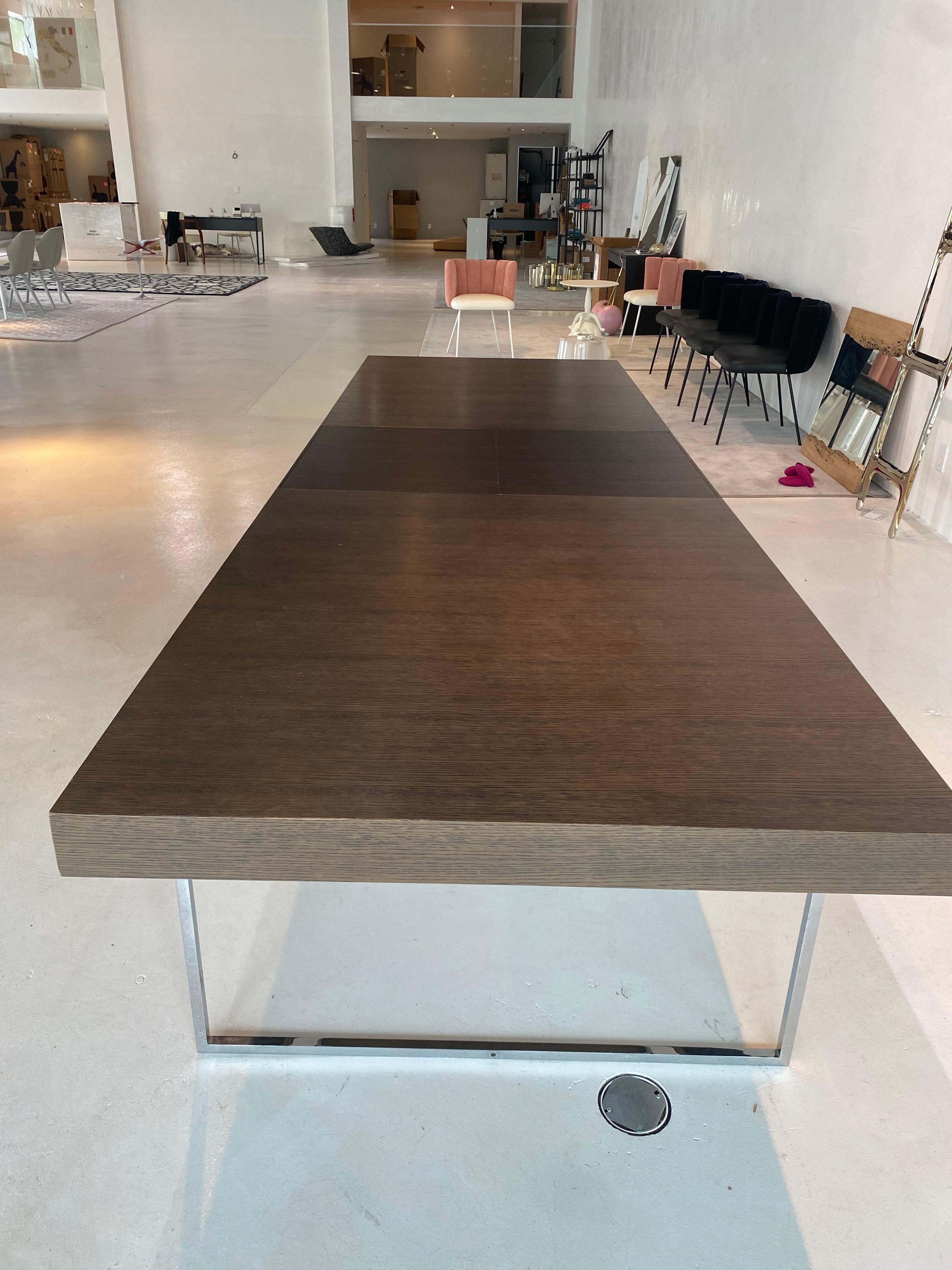 In stock in Los Angeles, B&B Italia Athos Table Brown Oak & Chrome by Paola Piva 6