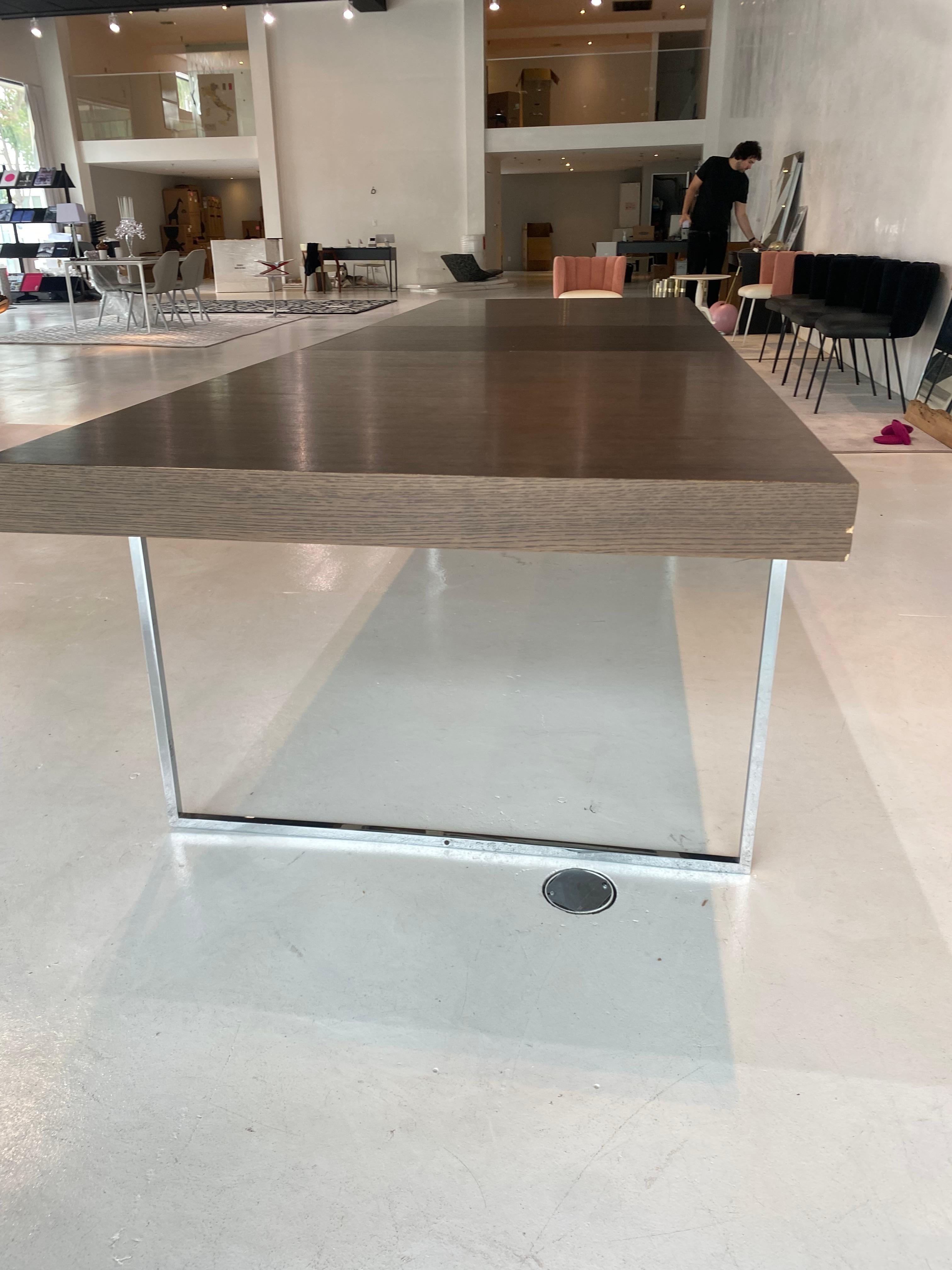 In stock in Los Angeles, B&B Italia Athos Table Brown Oak & Chrome by Paola Piva 7