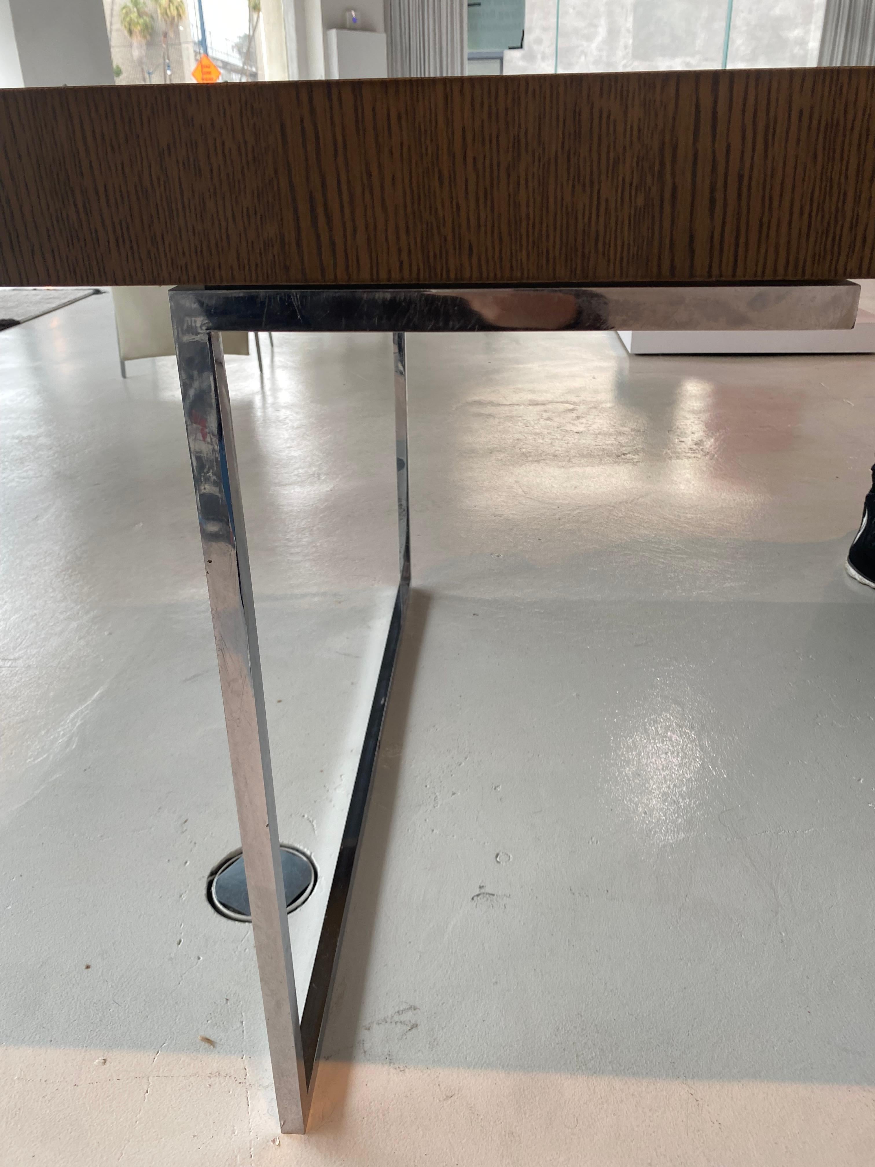 In stock in Los Angeles, B&B Italia Athos Table Brown Oak & Chrome by Paola Piva 9