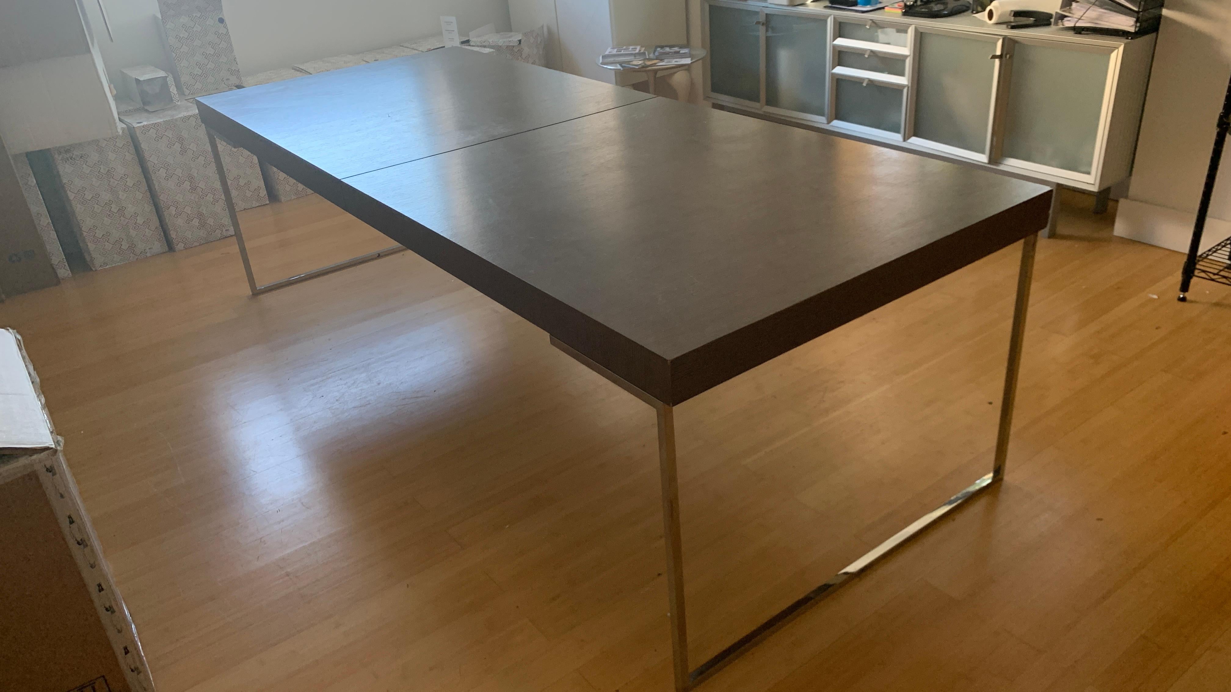 European In stock in Los Angeles, B&B Italia Athos Table Brown Oak & Chrome by Paola Piva
