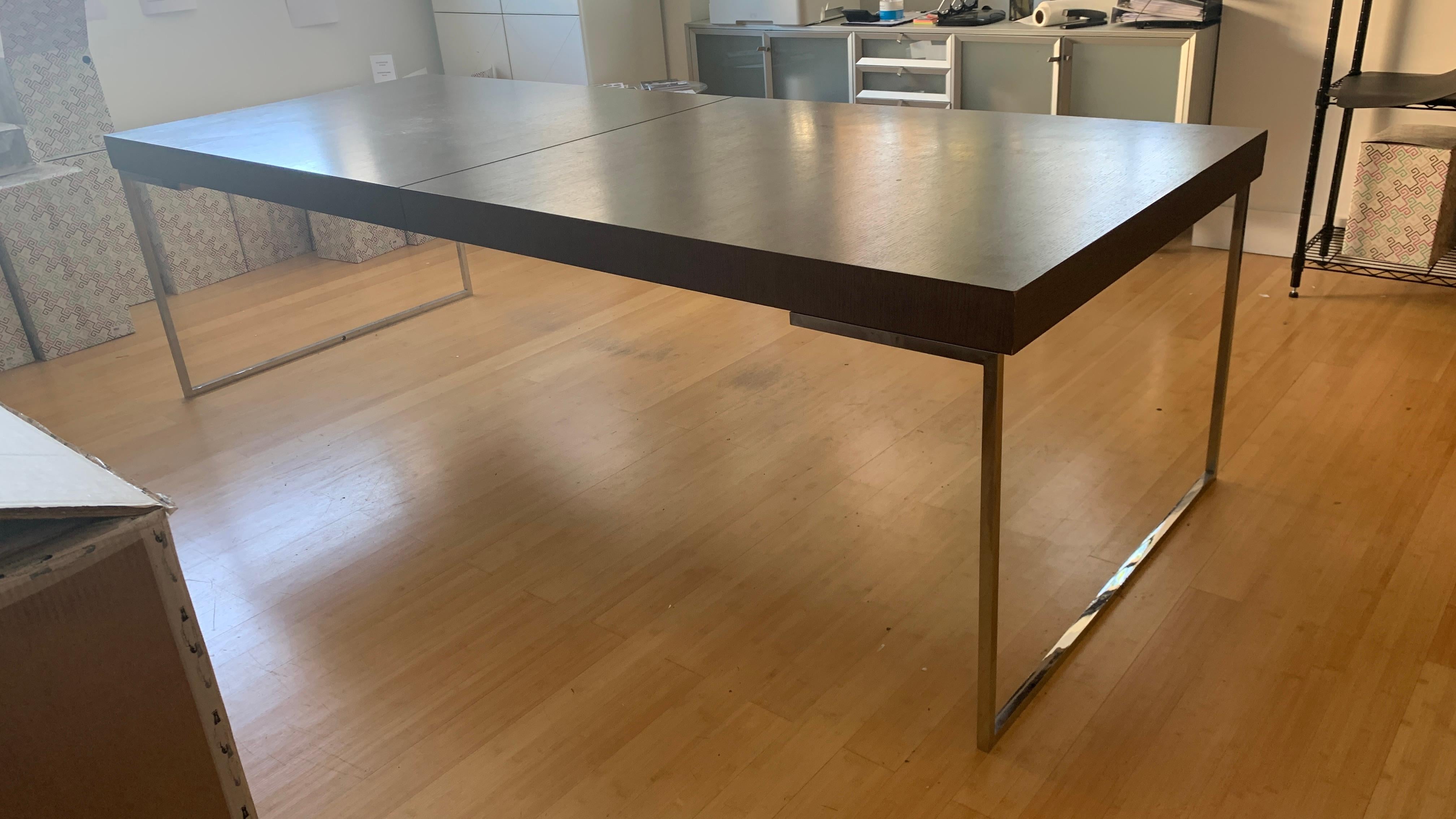 Contemporary In stock in Los Angeles, B&B Italia Athos Table Brown Oak & Chrome by Paola Piva