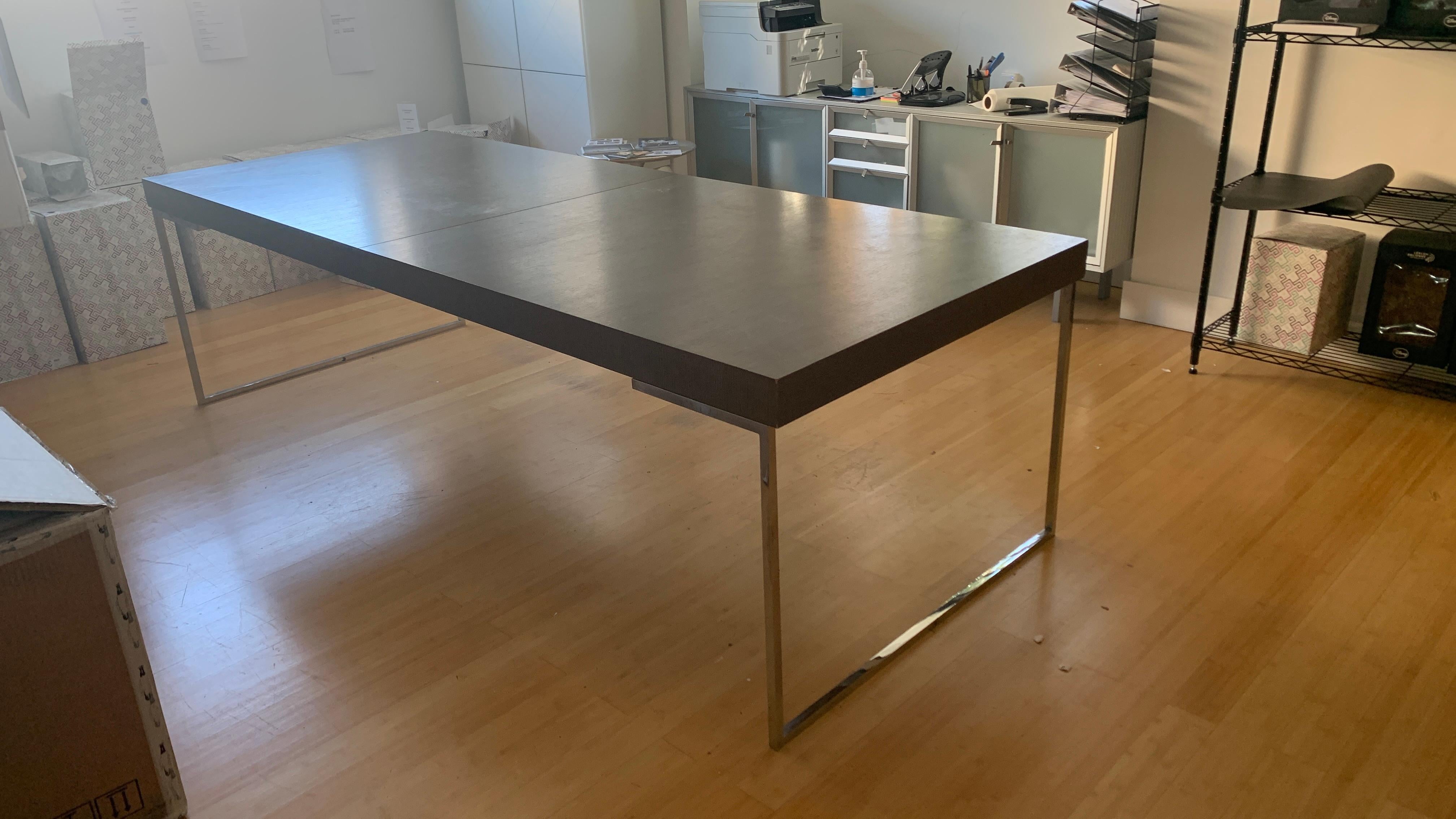 In stock in Los Angeles, B&B Italia Athos Table Brown Oak & Chrome by Paola Piva 1