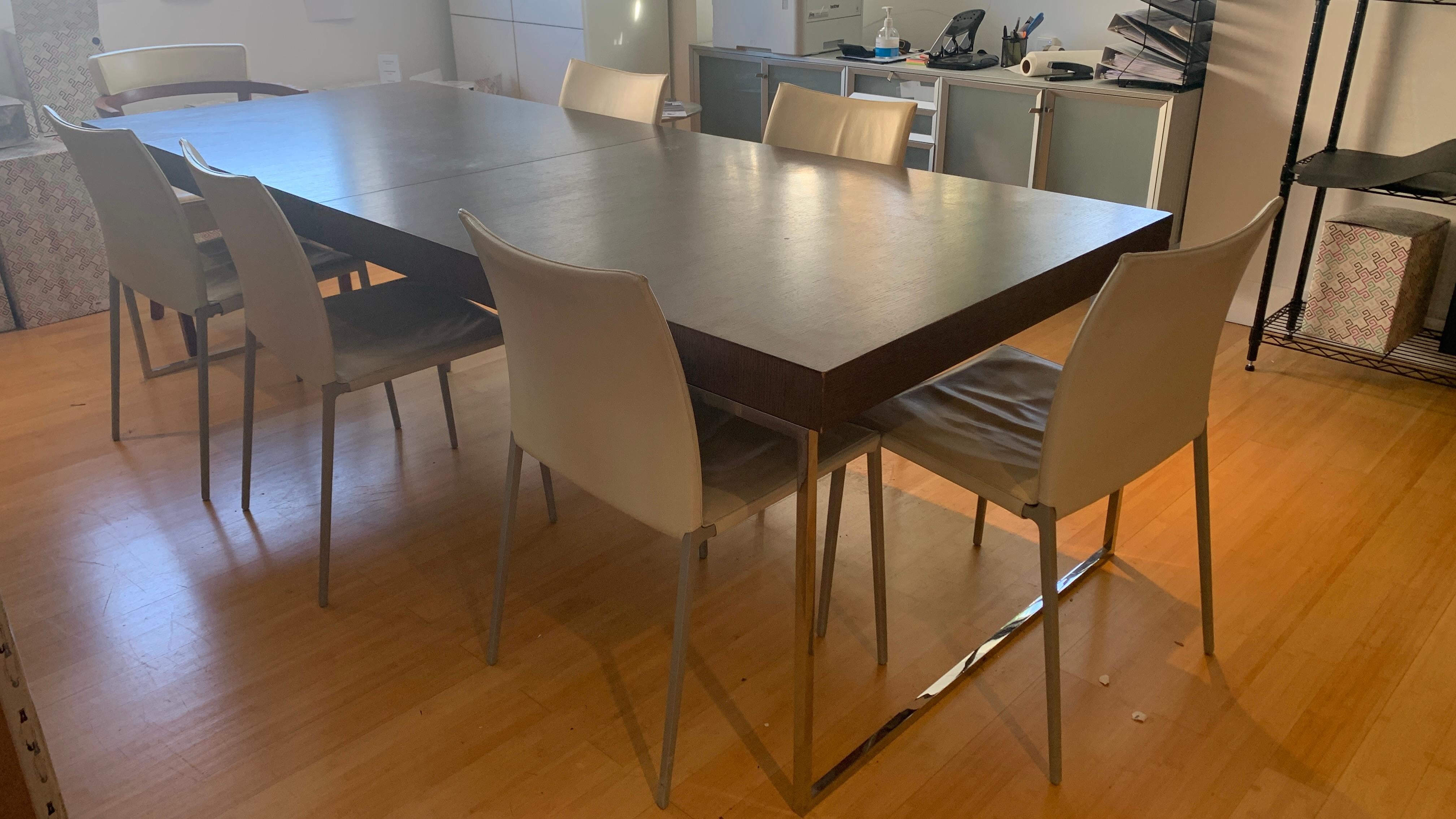 In stock in Los Angeles, B&B Italia Athos Table Brown Oak & Chrome by Paola Piva 2