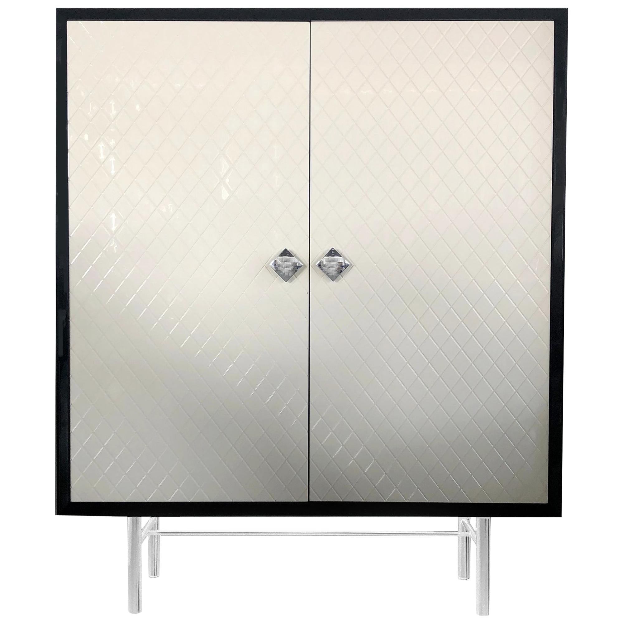 In Stock in Los Angeles, Beige and Black Quilted façon Chanel Cabinet
