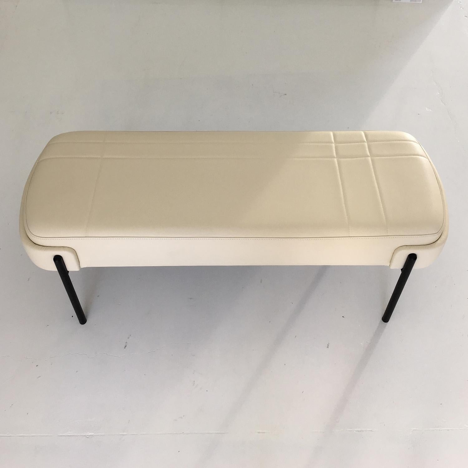 Modern Beige Leather Bench Designed by Marco Zito For Sale