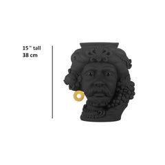 In Stock in Los Angeles, Black & Gold Pirate Terracotta Vase