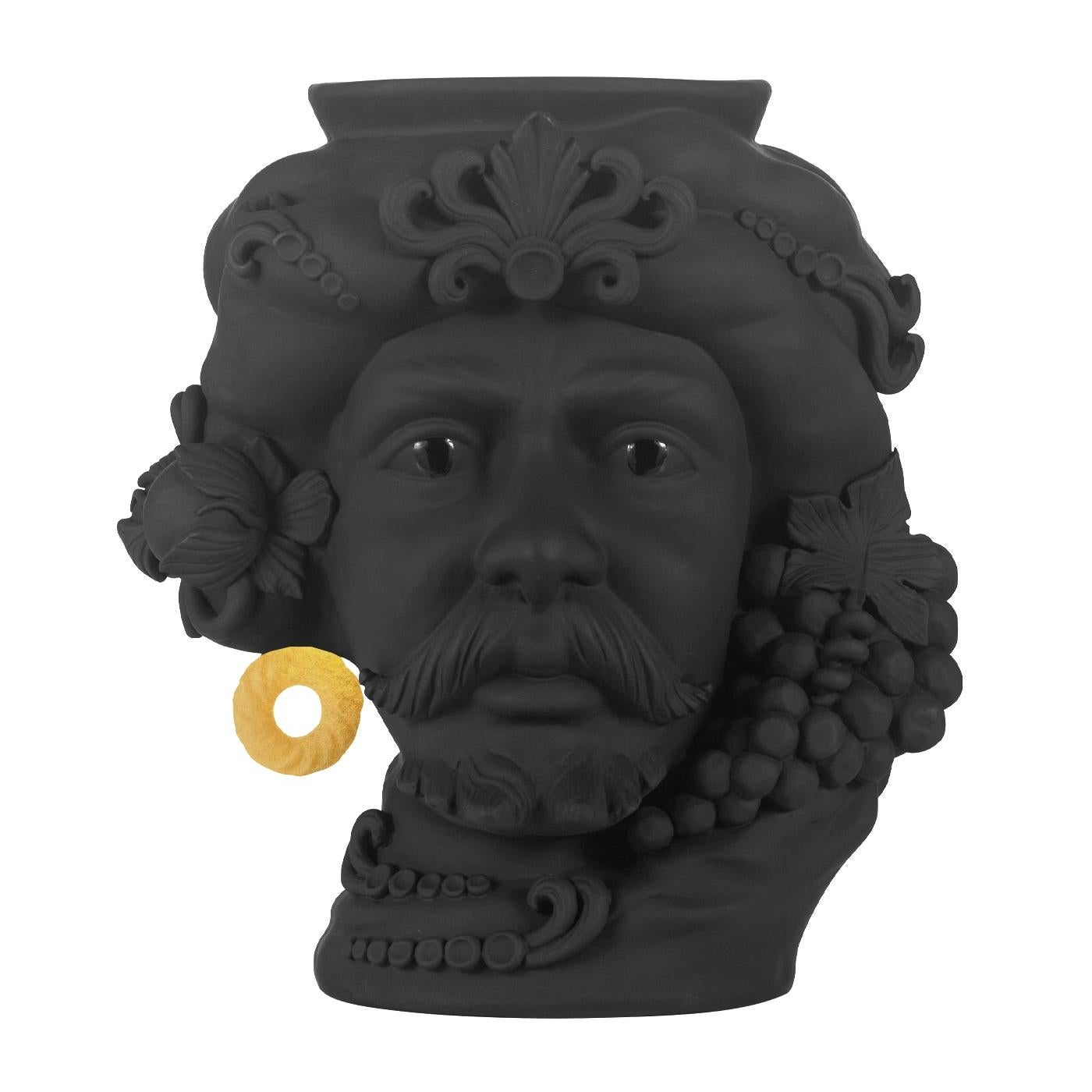 Italian In Stock in Los Angeles, Black & Gold Pirate Terracotta Vase