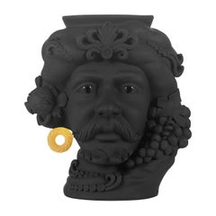 In Stock in Los Angeles, Black & Gold Pirate Terracotta Vase