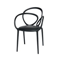 In Stock in Los Angeles, Black Loop Padded Armchair, Made in Italy