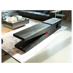 In Stock in Los Angeles, Black Clothespin 75 Inches Vulcano Bench, Made in Italy