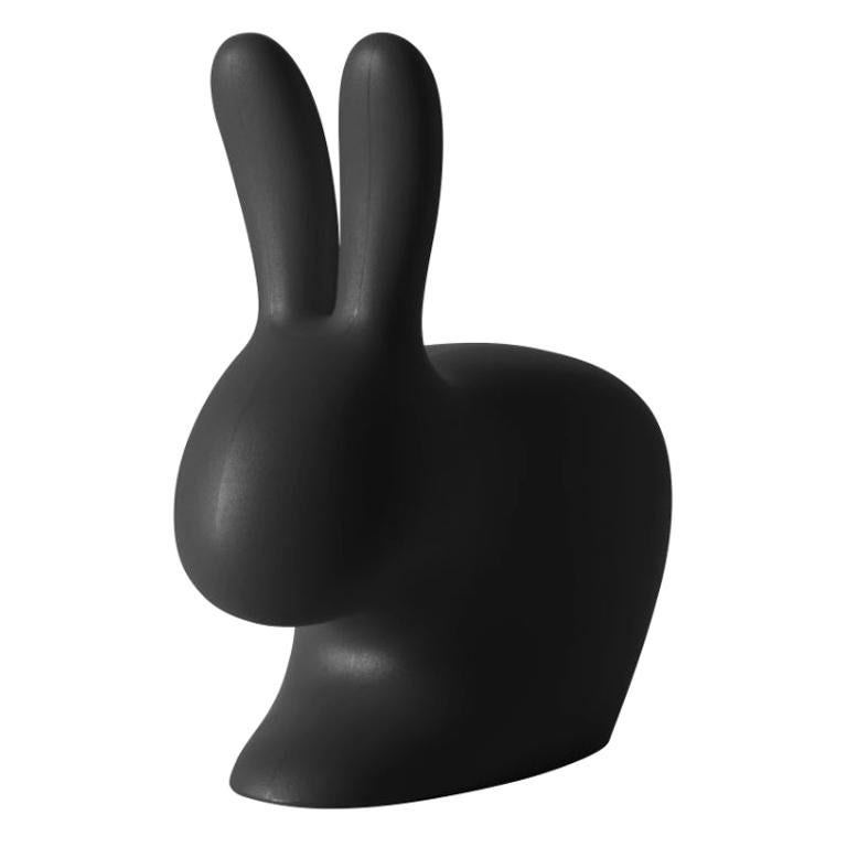 Schwarzer Kaninchenstuhl aus schwarzem Kaninchenleder, entworfen von Stefano Giovannoni