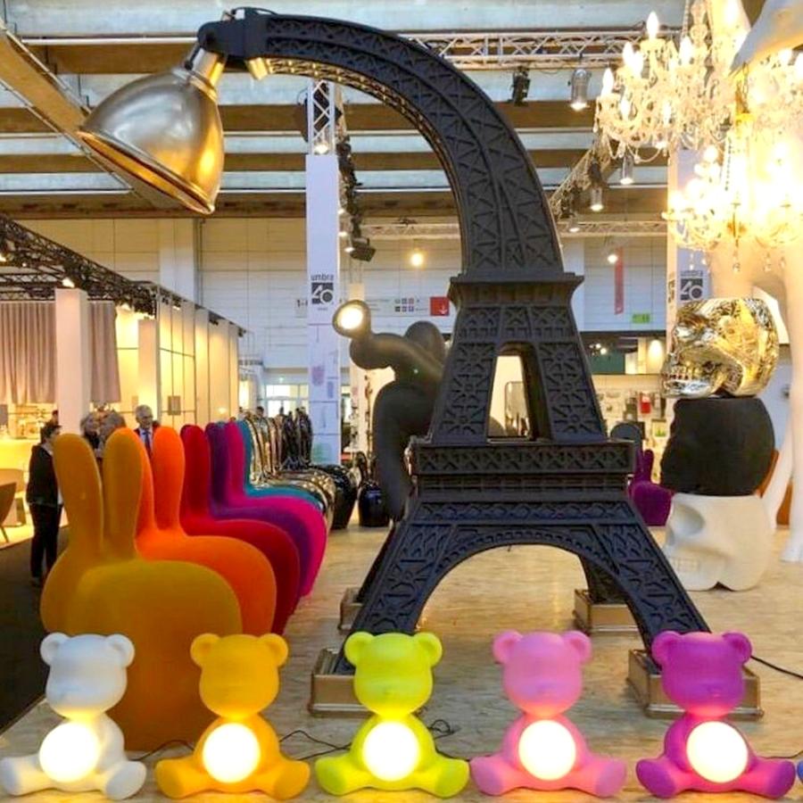Contemporary In Stock in Los Angeles, Black Teddy Bear Lamp LED Rechargeable, Made in Italy
