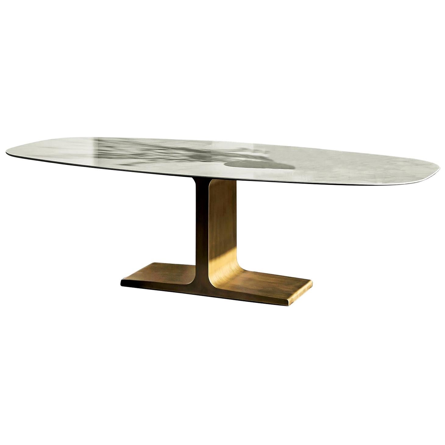 In Stock in Los Angeles, Brass and Ceramic Dining Table, Lievore Altherr Molina