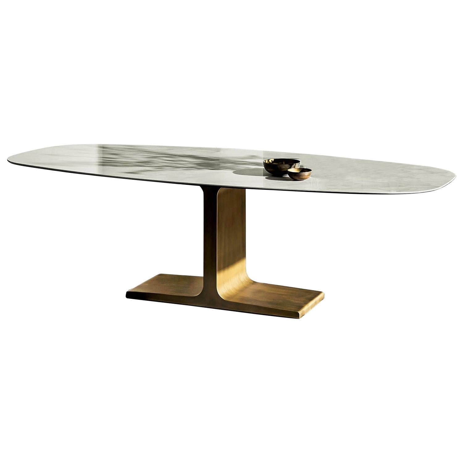 In Stock in Los Angeles, Brass and Ceramic Dining Table, Lievore Altherr Molina