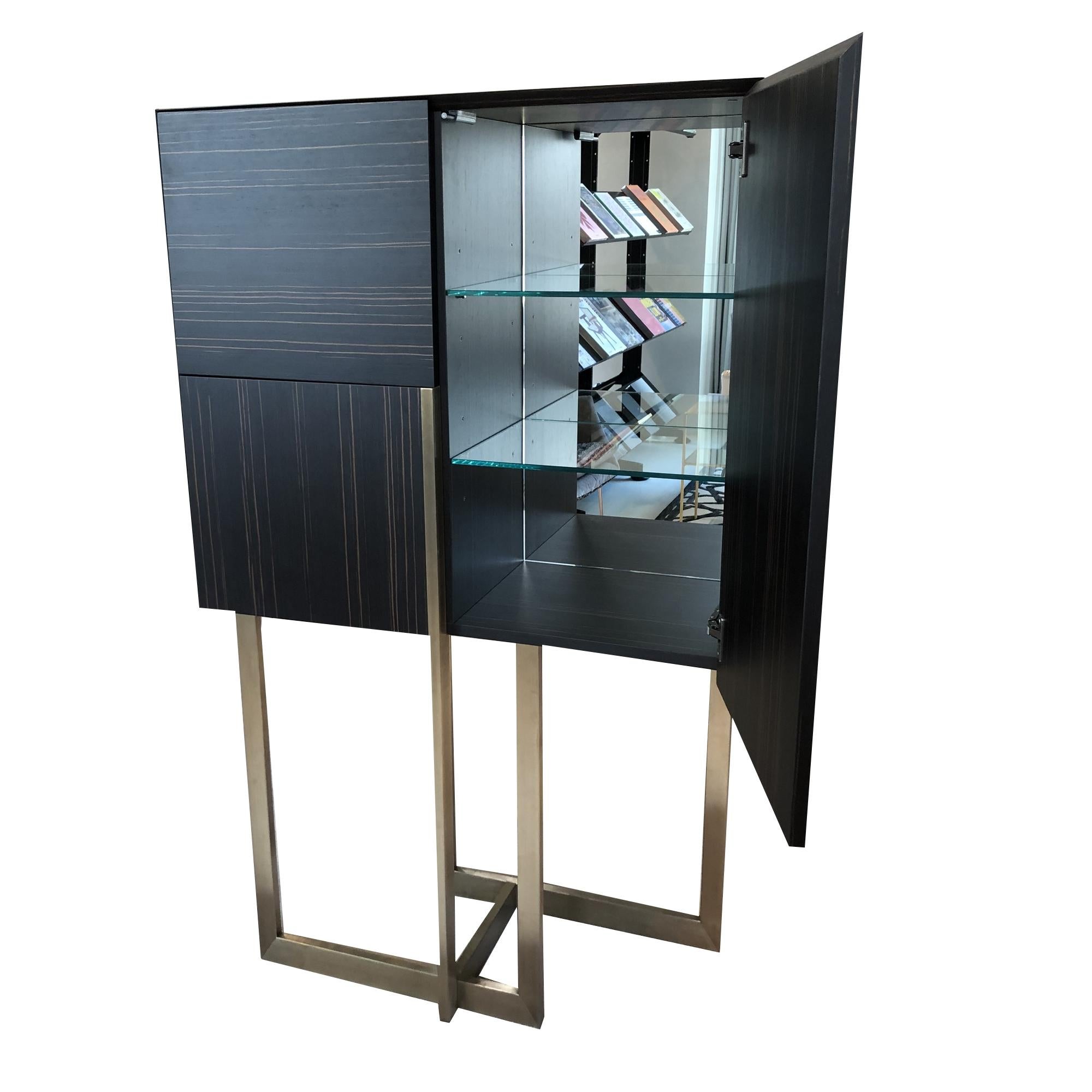 Portuguese In Stock in Los Angeles, Deco, Makassar Ebony & Gold Veneer Bar / Cabinet