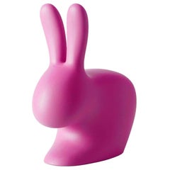In Stock in Los Angeles, Fuchsia Rabbit Door Stopper / Bookends, Made in Italy