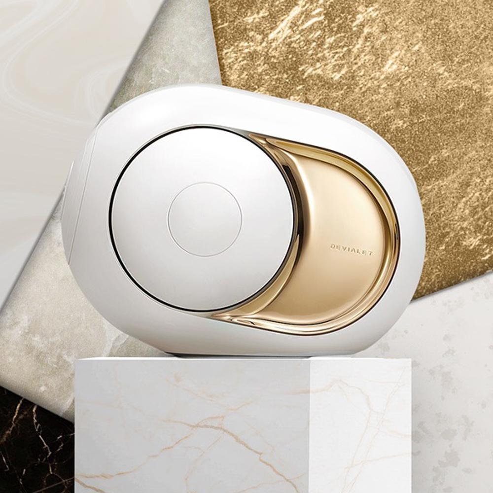 Contemporary In Stock in Los Angeles, Gold Phantom Devialet Wireless Speakers w/ Tree Stand