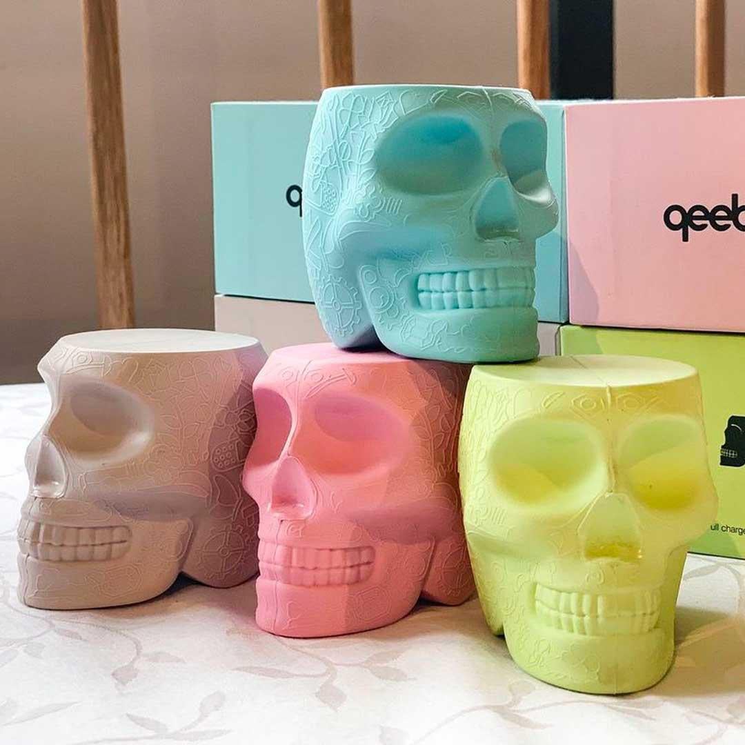 Modern In Stock in Los Angeles, Green Mexico Skull Mini Portable Bank Charger For Sale