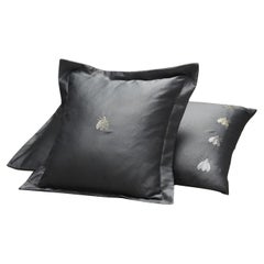 In Stock in Los Angeles, Grey Square Cushion Api Time Satin Pillow