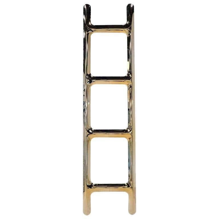 In Stock in Los Angeles, Ladder Light Gold Polished Stainless Steel Hanger In Good Condition In Beverly Hills, CA