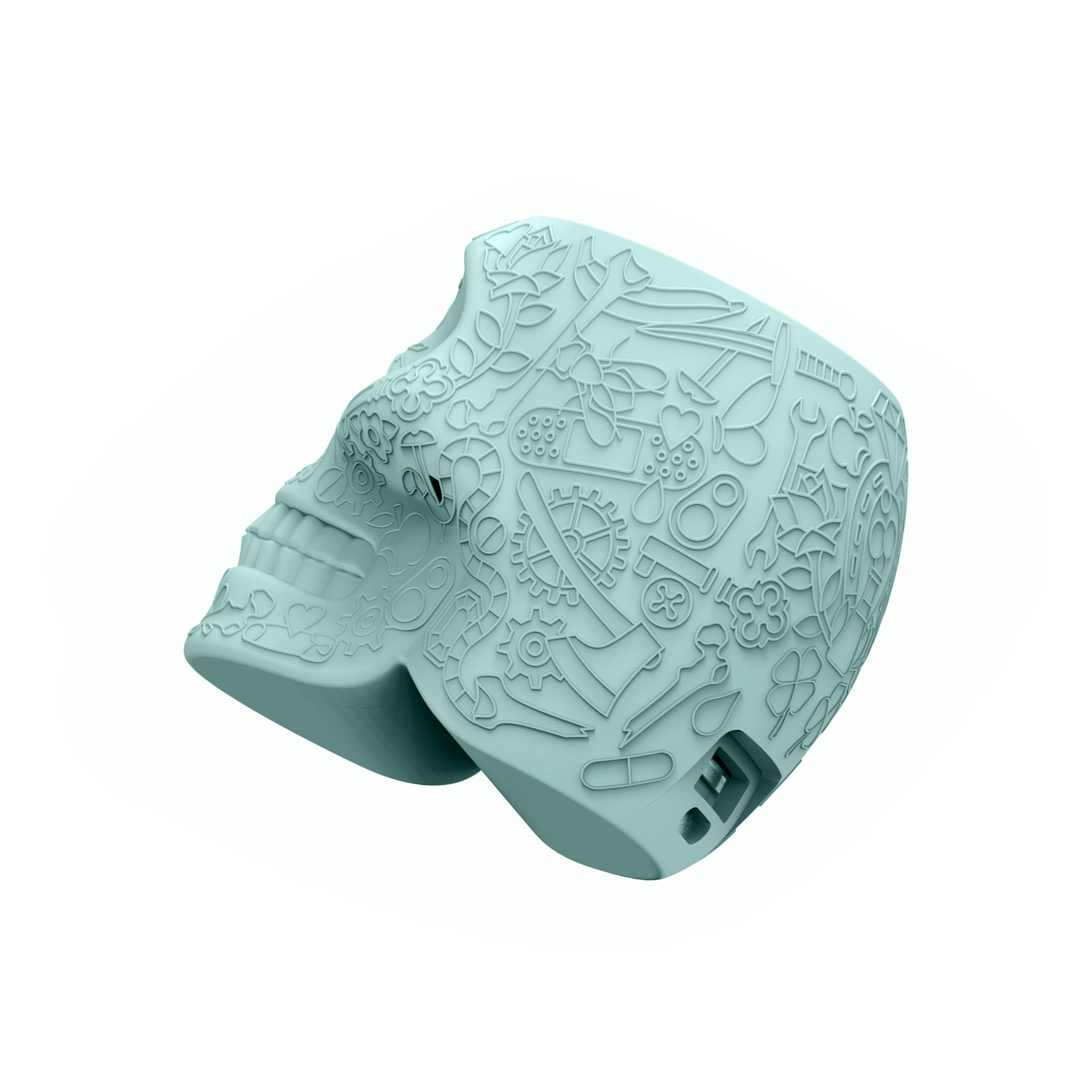 Modern In Stock in Los Angeles, Light Blue Mexico Skull Mini Portable Charger For Sale
