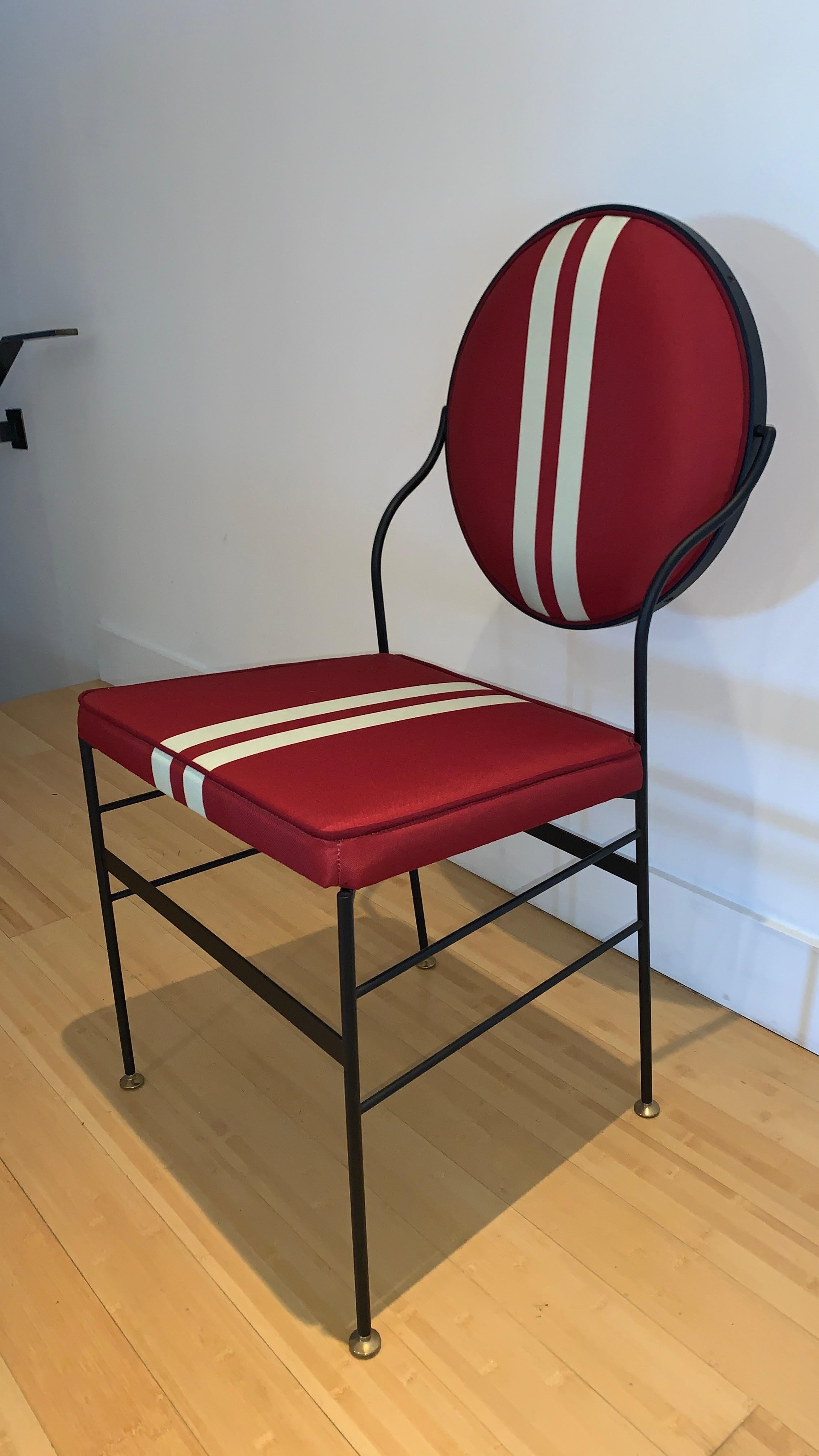 In Stock in Los Angeles, Luigina Red/White Sport Stripe Chair In New Condition In Beverly Hills, CA