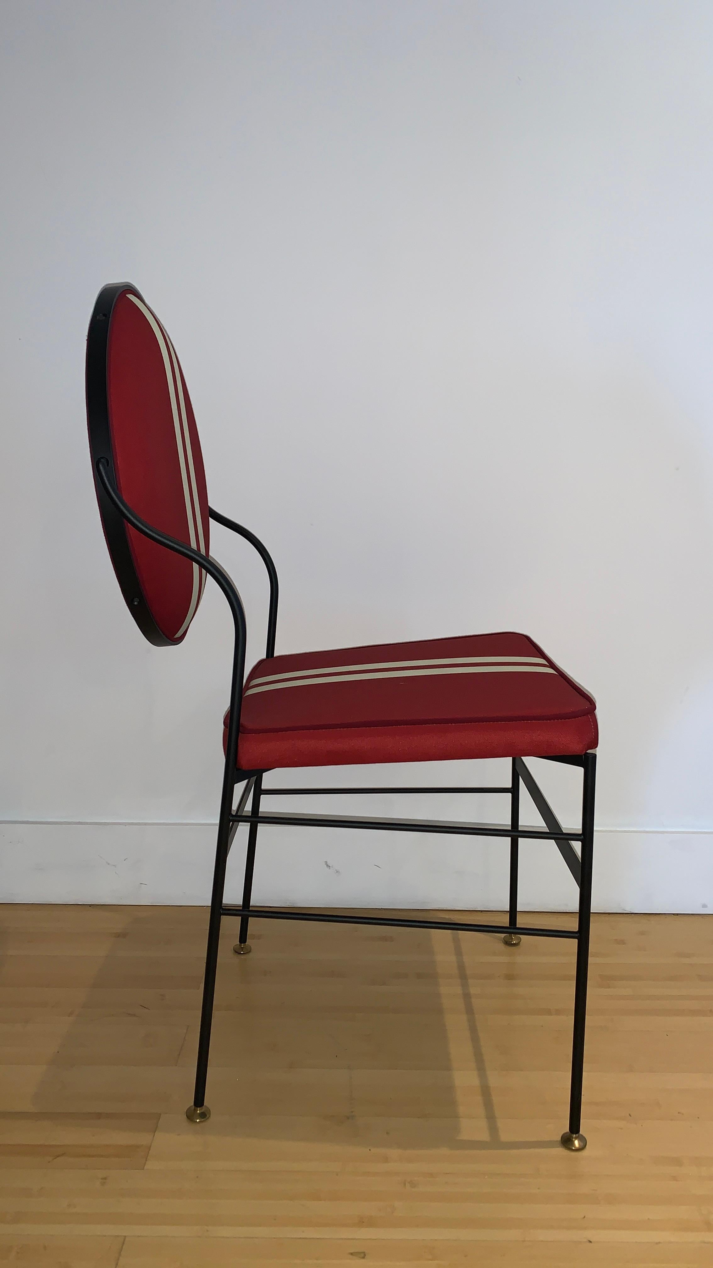 Contemporary In Stock in Los Angeles, Luigina Red/White Sport Stripe Chair