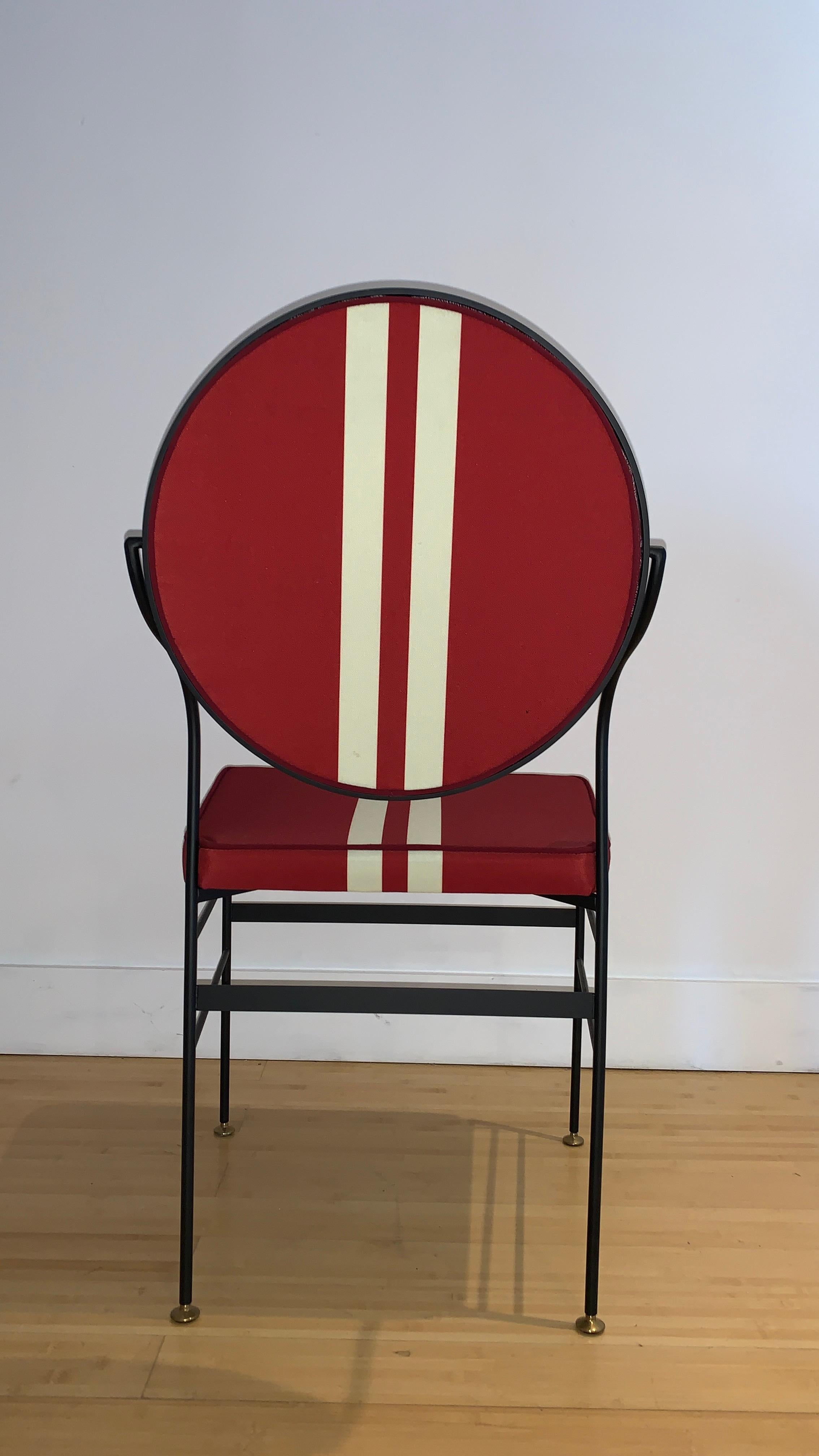 Brass In Stock in Los Angeles, Luigina Red/White Sport Stripe Chair