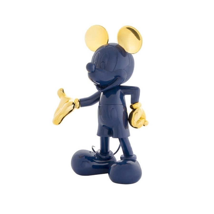 French Mickey Mouse Navy Blue & Gold, Pop Sculpture Figurine