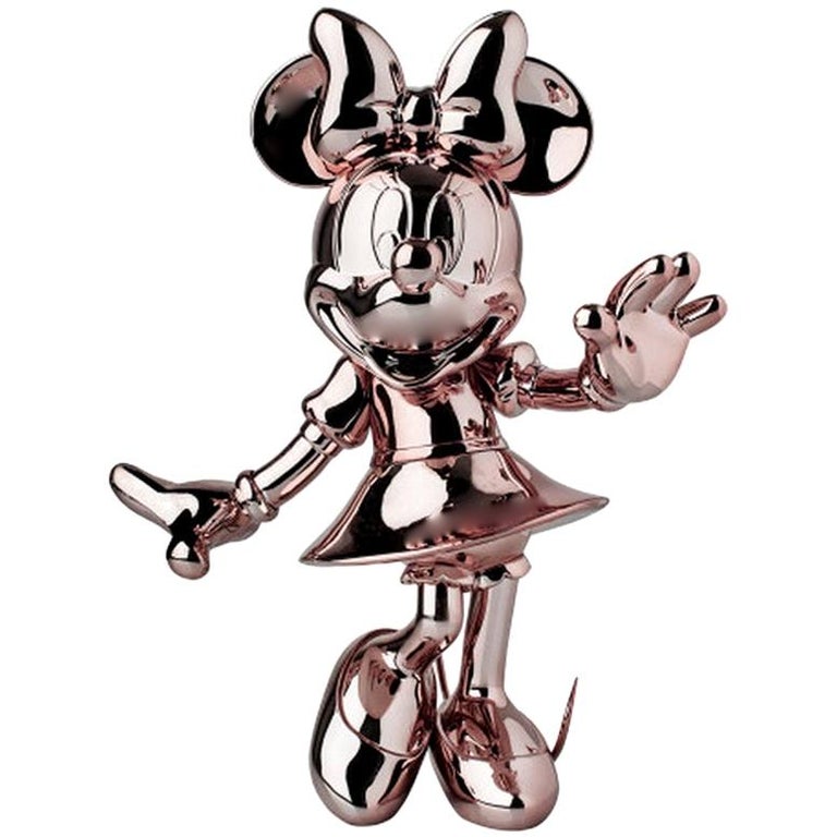 In Stock in Los Angeles, Minnie Mouse Rose Gold Metallic, Pop Sculpture Figurine For Sale