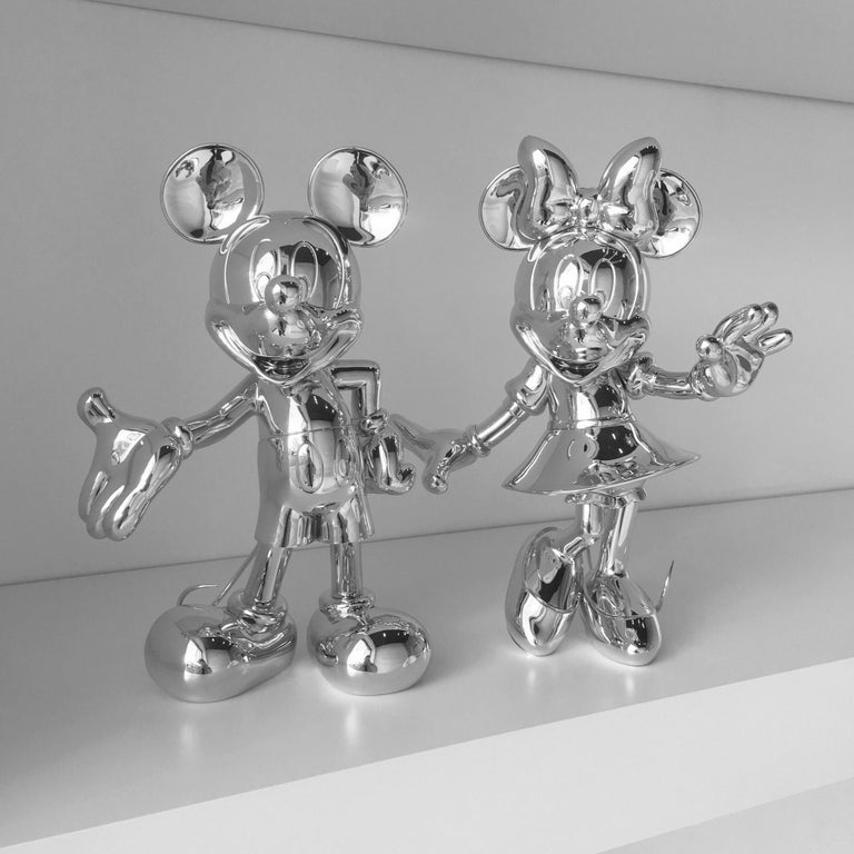 Modern In Stock in Los Angeles, Minnie Mouse Silver Metallic, Pop Sculpture Figurine For Sale