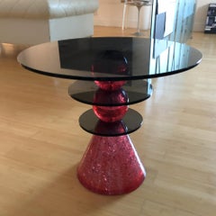 In Stock in Los Angeles, Red Glass Side Table by Paolo Lomazzi, Made in Italy