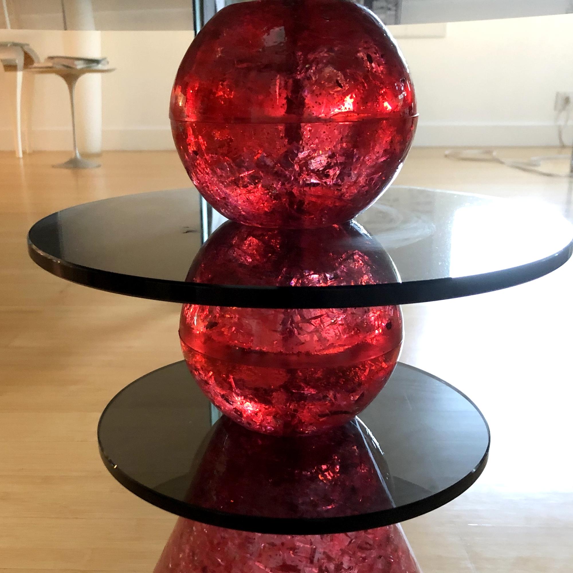 Modern In Stock in Los Angeles, Red Glass Side Table by Paolo Lomazzi, Made in Italy